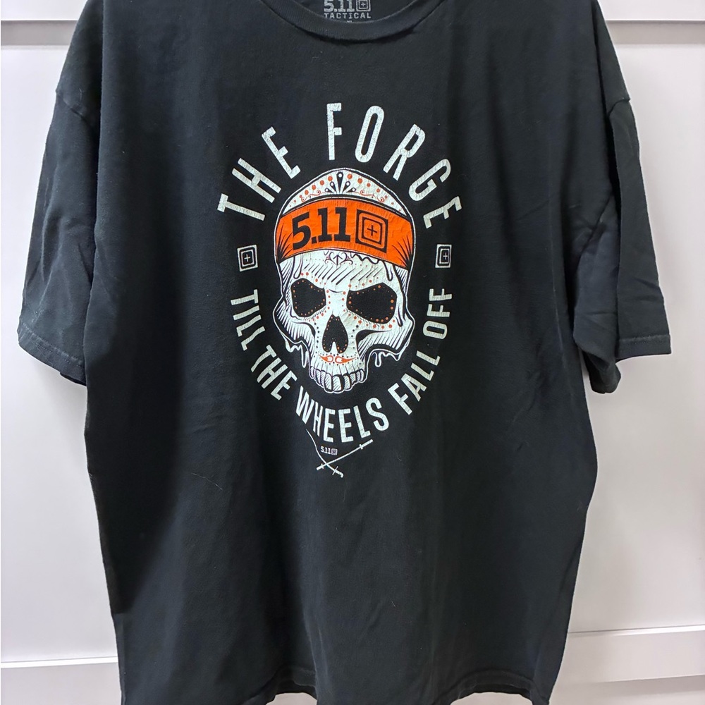 5.11 Tactical Black T‑Shirt with Orange Skull Graphic